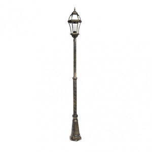 Farola Exterior Aluminio Becrux 1xe27 Neg/oro Ip44 234x25x25 Cm Regulable En Altura