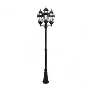 Farola Exterior Aluminio Becrux 3xe27 Negro Ip44 234x60x60 Cm Regulable En Altura Ip44