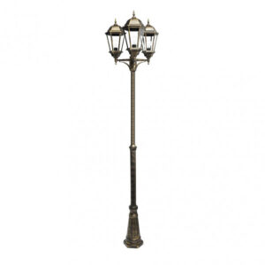 Farola Exterior Aluminio Regulus 3xe27 Neg/oro    230x60x60 Cm Regulable En Altura  Ip44