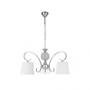 Lampara Bogota 3xe14 Cromo Pantalla Blanca  Regx57x57 Cm