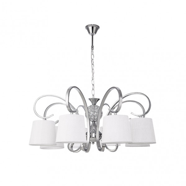 Lampara Bogota 8xe14 Cromo Pantalla Blanca Regx75x75 Cm Arnolamp