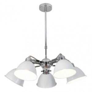 Lampara Buri 5xe27 Blanco/cromo Regx52x52 Cm
