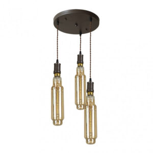 Lampara Elio 3xe27 Marron/ambar Bombillas Incluidas 24w 3000k 1920lm Regx30x30 Cm