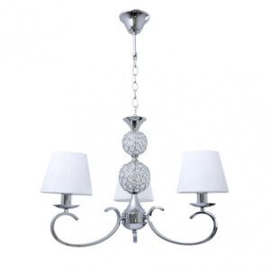 Lampara Ordoñez 3xe14 Cromo Pantalla Blanca Regx60x60 Cm