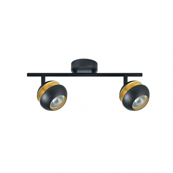 regleta-beethoven-2xgu10-negro-oro-14x36-5x8-5-cm