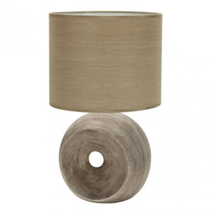Sobremesa Ceramica Ea 1xe27 Beis Pantalla Beis 52x30x30 Cm