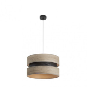 Colgante Colet 1xe27 Negro/madera Gris Regx40x40 Cm