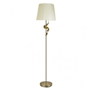 Pie Salon Baeza 1xe27 Cuero Pantalla Beis 162x38x38 Cm