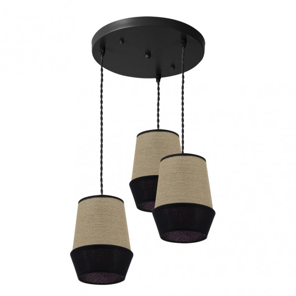 plafon-campana-3xe27-natural-negro