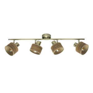 Regleta Nando 4xe14 Cuero/mad.oscura  Focos Orientables 16x73x10 Cm