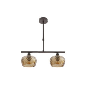 Lampara Estela 2xe14 Marron Regx41x13 Cm C/tulipas  Cristal Tallado Ambar