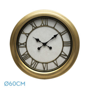 Reloj De Pared Almita Oro 60d Agujas Retro Industrial Gran Tamaño Numeros Romanos