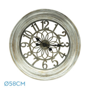 Reloj De Pared Kumico Plata 58d Agujas Retro Industrial Gran Tamaño