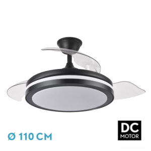Ventilador Dc Esparta Plus 72w 6120lm Negro 107d 3aspas Desp.3000-4000-6000k Remoto+ Temporizador+ Memoria