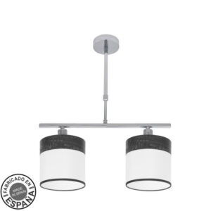 Lampara Cloe 2xe14 Cromo/blanca-madera Negra Regx43x14 cm