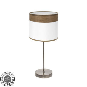Sobremesa Cloe 1xe14 Cuero/blanca-madera Oscura 42x18x18 cm
