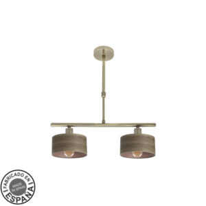 Lampara Gilda 2xe14 Cuero/madera Oscura Regx43x14 Cm