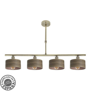 Lampara Gilda 4xe14 Cuero/madera Oscura Regx76x14 Cm