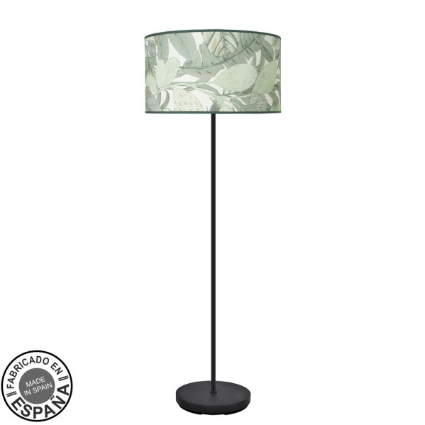 pie-salon-moda-1xe27-negro-hoja-verde-163x40x40cm