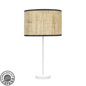 Sobremesa Alto Moda 1xe27 Blanco/cañizo Oscuro 63x30x30 Cm