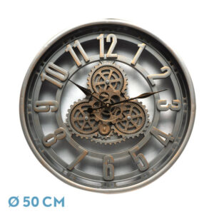 Reloj De Pared Alfacar Champan 50x50x7cm Engranajes Con Movimiento