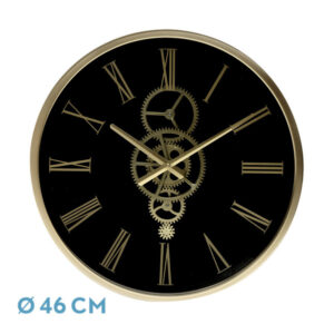 Reloj De Pared Duque Negro/oro 46x46x7cm Engranajes Con Movimiento
