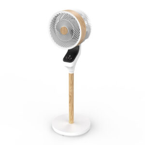 Ventilador Pie Bizancio Blanco/haya 50w 3velocidades 95x30x30 Oscilante,tactil Display,remoto,temporizador
